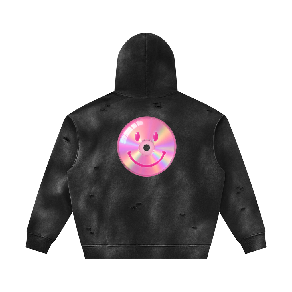 dotcomdreamz Unisex Sunfade Frayed Fleece Hoodie