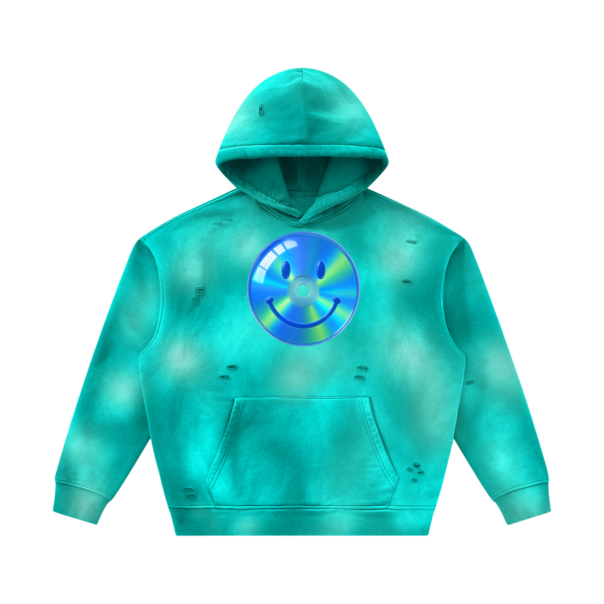 dotcomdreamz Unisex Sunfade Frayed Fleece Hoodie