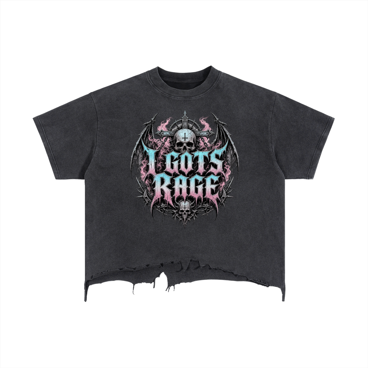 I Gots Rage Vintage Wash Boxy Distressed Hem T-Shirt
