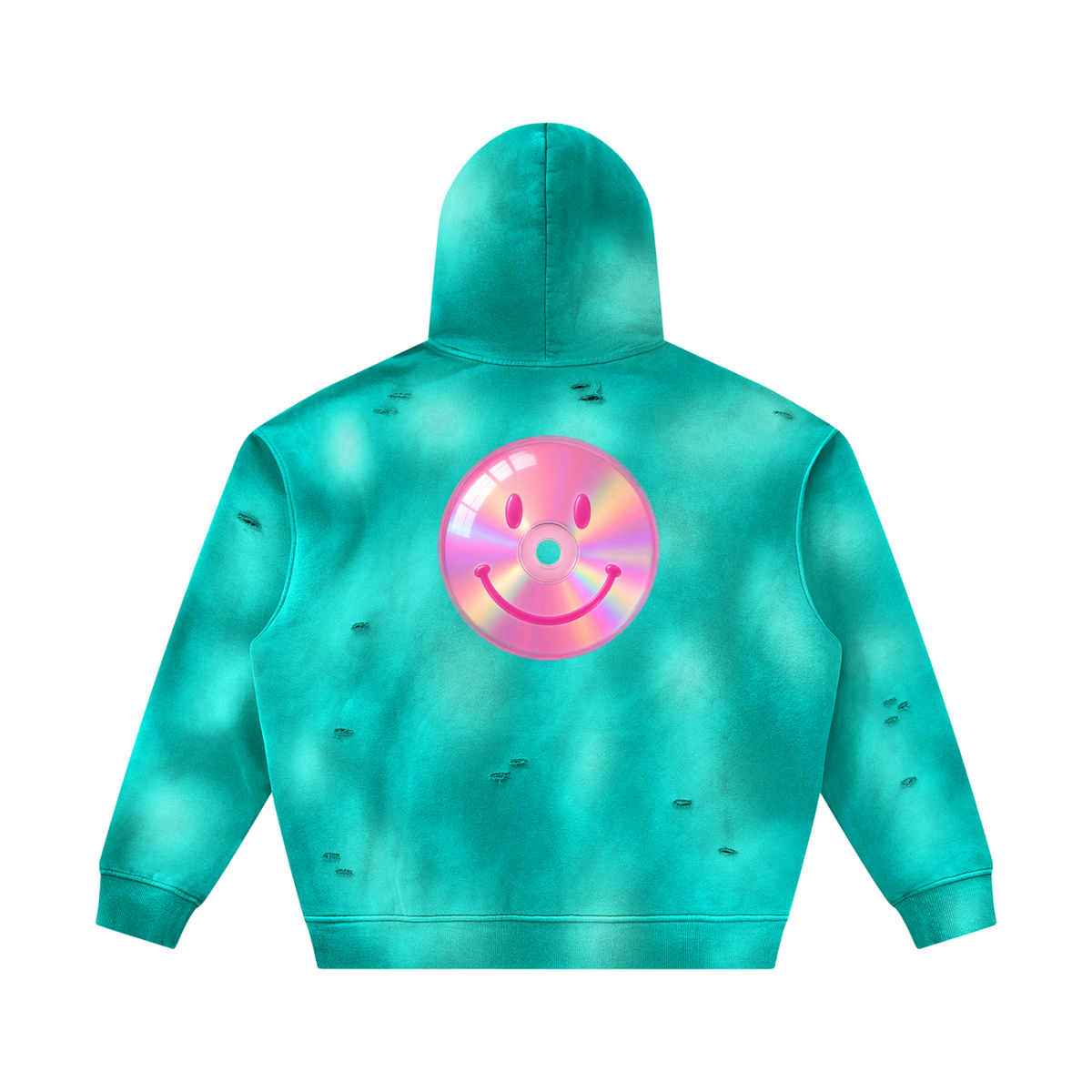 dotcomdreamz Unisex Sunfade Frayed Fleece Hoodie
