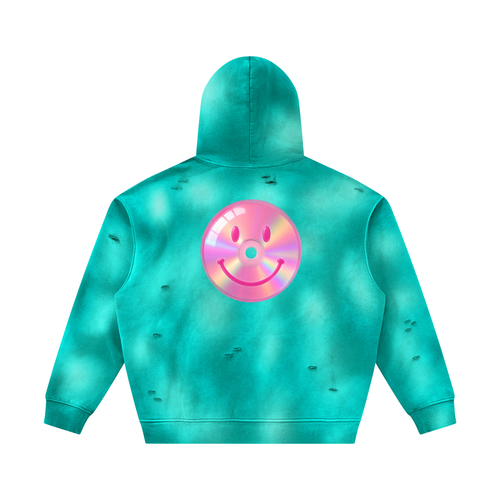dotcomdreamz Unisex Sunfade Frayed Fleece Hoodie